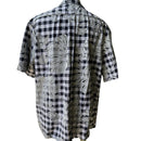 Hawaiian Vintage Style Palaka Shirt - Black with Monstera Print 018-8