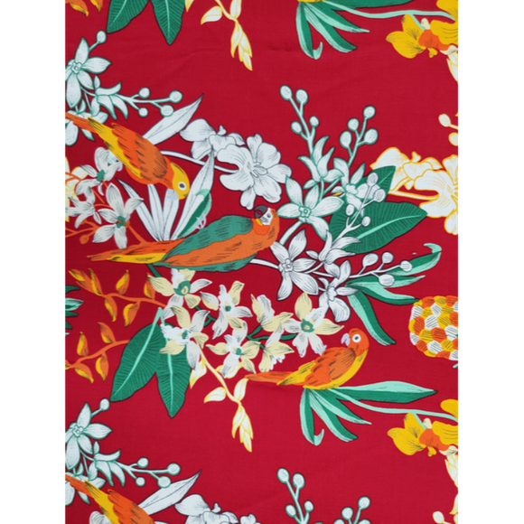 Parrots Vintage Inspired Hawaiian Aloha Shirt | Red - Muumuu Outlet