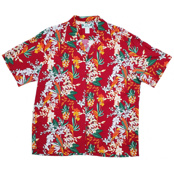 Parrots Vintage Inspired Hawaiian Aloha Shirt | Red - Muumuu Outlet