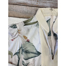 White Velvet Trim Mandarin Collar Hibiscus Dress 