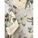 White Velvet Trim Mandarin Collar Hibiscus Dress