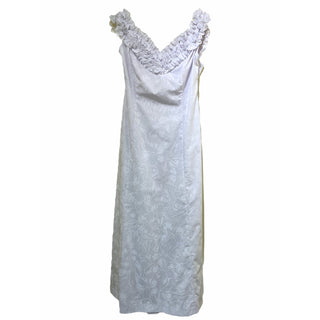 White Beach Wedding Dress in Hibiscus All Over Print | Baby Ruffle White Dress