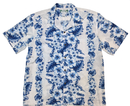 White and Blue Hibiscus Print Hawaiian Shirt-2