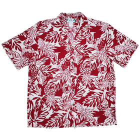 Pineapple Print Hawaiian Shirt | Red - Muumuu Outlet