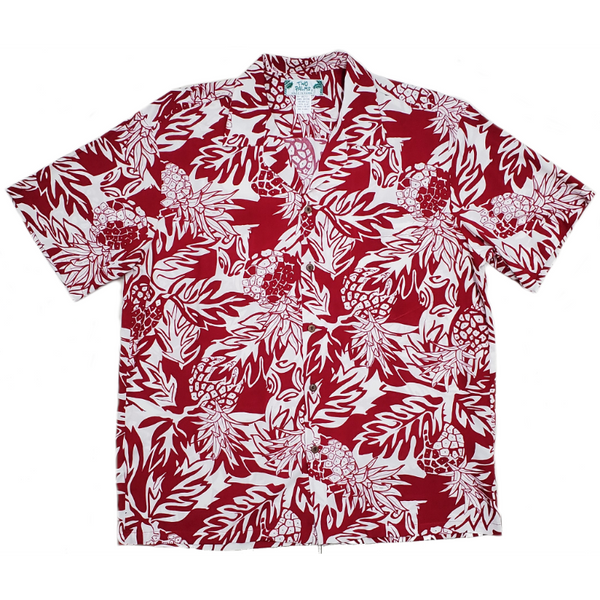 Pineapple Print Hawaiian Shirt | Red - Muumuu Outlet
