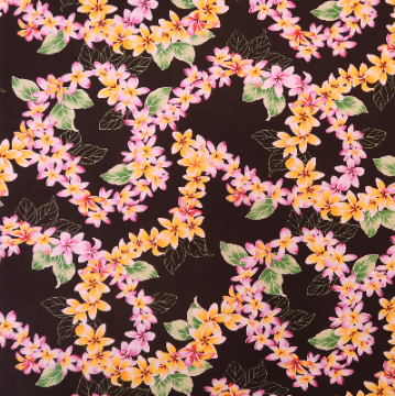 Yellow Lei Party Hawaiian Fabric | Black - Muumuu Outlet